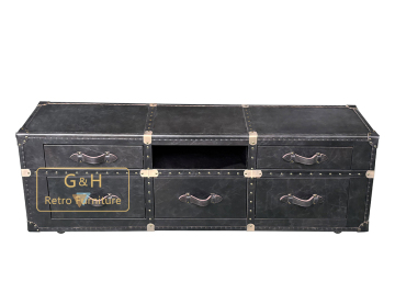 High Quality Leather TV Cabinet Console for Vintage Accent Living Room Furniture GH-L1063