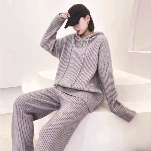 Sweater Wide Leg Pants Loungewear Sets Women`s Sweater Two Piece Outfits Sets Factory