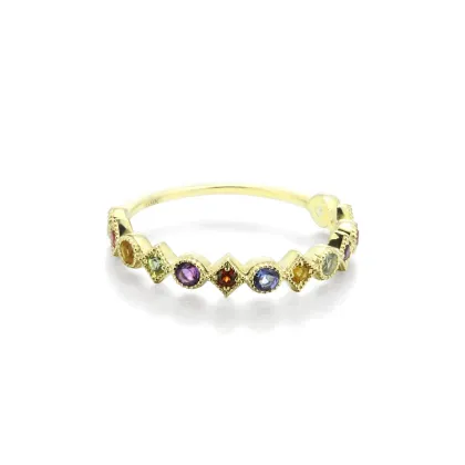 Geometric Colorful Nature Crystal 9K Gold Ring