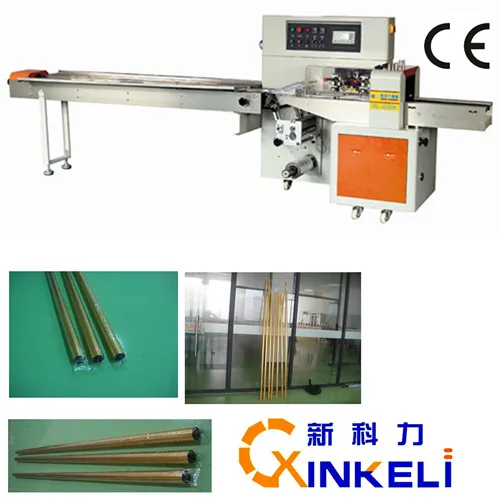 Servo Motor Controlled Down-Paper Type Pillow Packing Machine for different length of metal pipe
