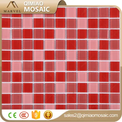 Happy Colorful Red Glass Square Wall Floor Bathroom Tiles Mosaic Round