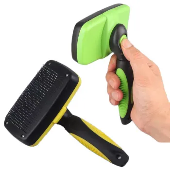 Self-Cleaning Slicker Brush for Pet Grooming and Dematting