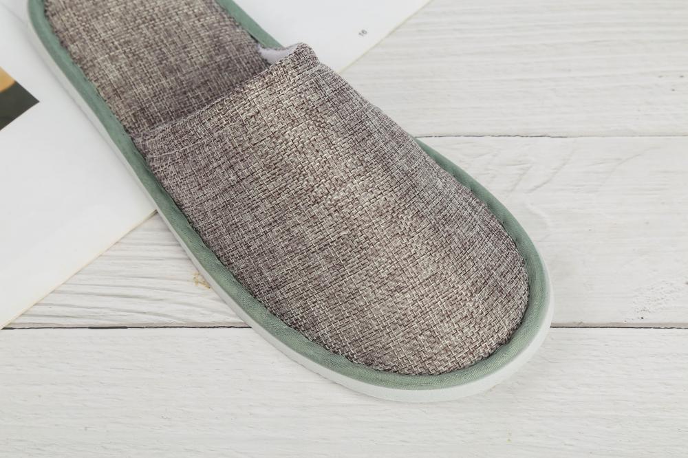 Linen fabric EVA sole popular disposable hotel slipper