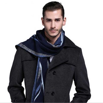 custom luxury printed winter 180*30cm long silk brushed scarf for man