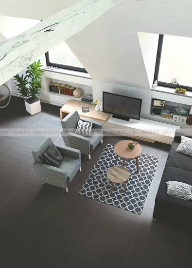 Black color Endurable Line pattern Non slip ceramic floor tiles 66SK06