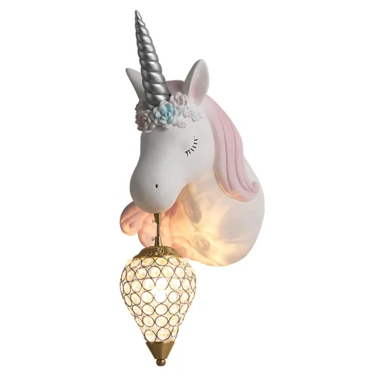 Nordic Simple Indoor Unicorn Head Wall Light for Living Room and Bedroom