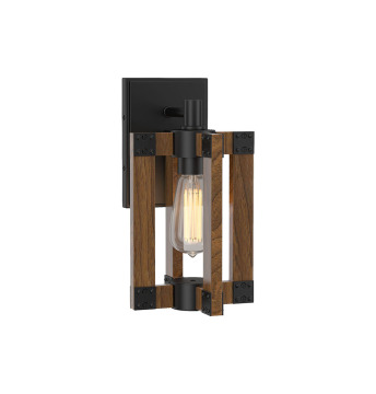 Antique Wood Color Geometric Wall Light for Home and Commercial Spaces