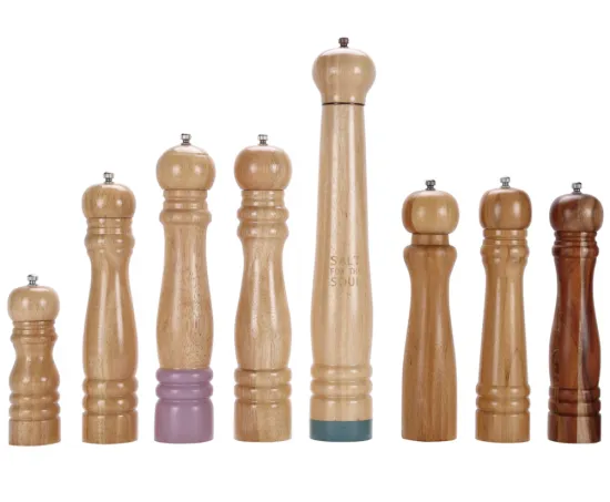 Rubber wood pepper mill & salt