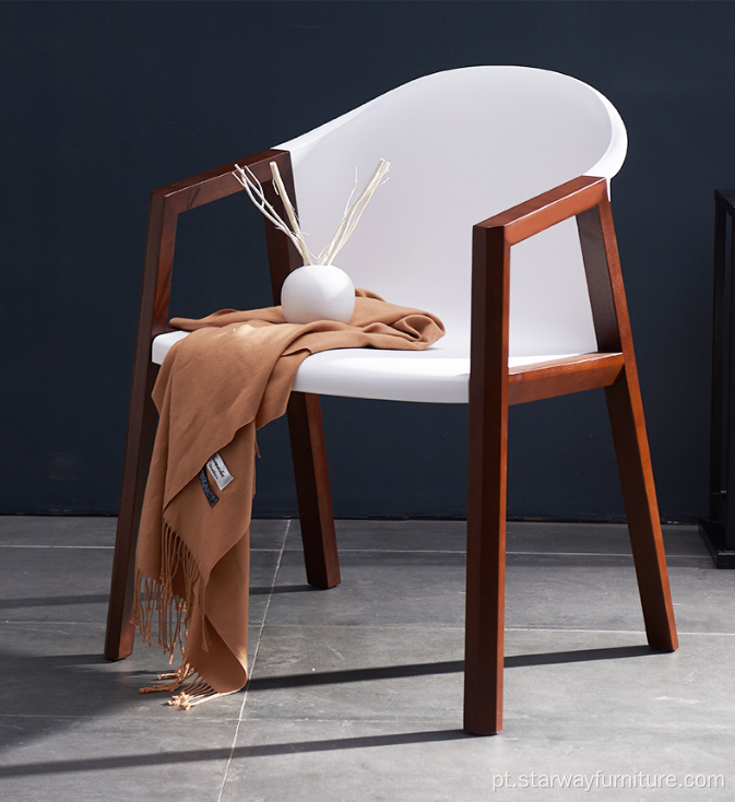 Cadeira de jantar de plástico de plástico de perna de madeira moderna
