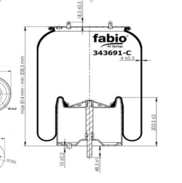 Air Spring dengan baja piston untuk sistem suspensi truk berat (OEM: 1379392, 1422750, 1440294, 1510195, 1543691)