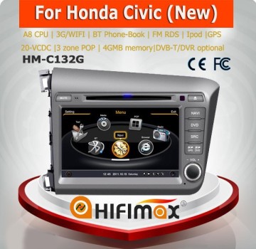 Hifimax car dvd audio navigation system FOR HONDA CIVIC 2012-2013 WITH A8 CHIPSET DUAL CORE 1080P V-20 DISC WIFI 3G INTERNET DVR