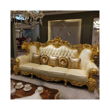 CBMmart: Gold Leaf Gilded Solid Wood Royal Sofa Sets - Luxury Home Furniture and Antique Sofas for Your Living Room