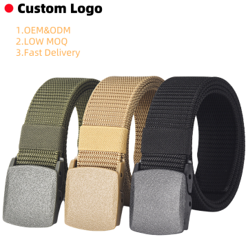 Factory Wholesale High Quality Plastic Buckle 3.8cm Canvas Custom Logo Men's Fabric Belt