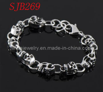 Hot Sale Men's Design Stainless Steel Skull Bracelet (SJB269)