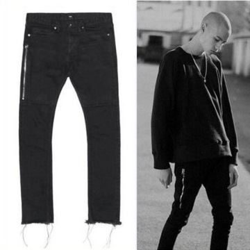 CP-3 Men's high street zipper slim black jeans