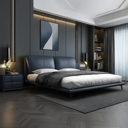 low moq wood leather bed with OEM/ODM