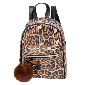 Impressão de leopardo PU PU de grande capacidade de grande capacidade Backpack confortável para crianças