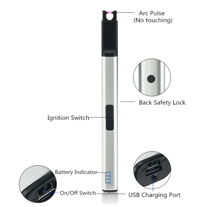 Windproof USB Charging Custom BBQ Electric Candle Arc Lighter