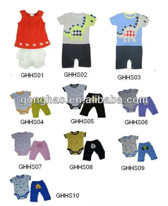 100% cotton baby clothing sets with cute embroidery