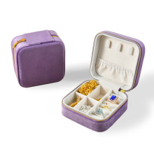 Square Velvet Jewelry Packaging Organizer Box with Zipper