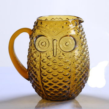 Colored Owl Blown Glassware Set