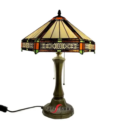 Antique Tiffany Style Desk Lamp with Floral Design