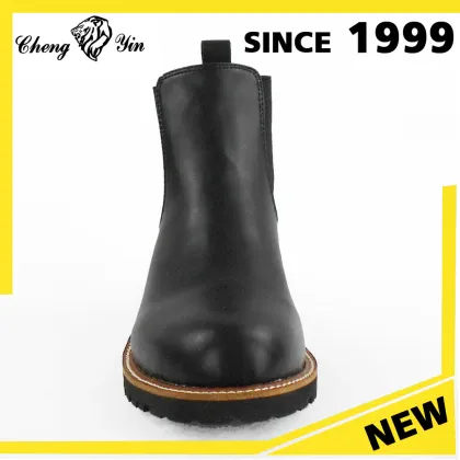 Wholesale Black Winter Casual Man Boot Round Toe Chelsea Boots