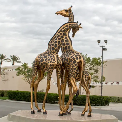 Hot sale outdoor home decoration life size bronze giraffe statue