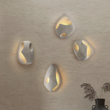 Japanese Style Vintage LED Cordless 3D Cement Wall Sconce Lamp for Living Room and Bedroom