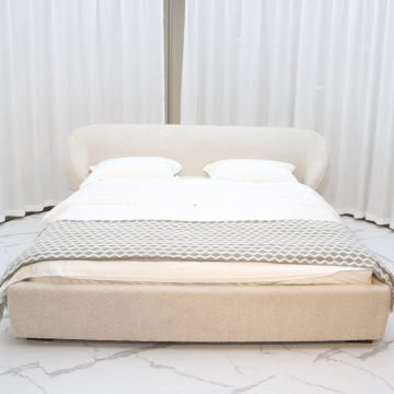 Curved Modern Elephant Ear Light Luxury Suede Double Bed