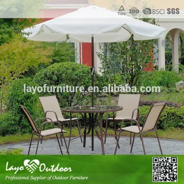 Factory Price Round Umbrella Table Brown Stacking Chair