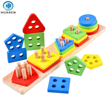 Montessori Educational Wooden Toys: Chenghai Factory Sorts Shape, Color, and Geometry Boards for Baby Stacking