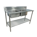 double sink worktable with round tube