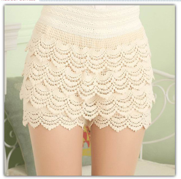 Summer New Korean Plus Size Multilayer Lace Hollow Crochet Shorts B3212