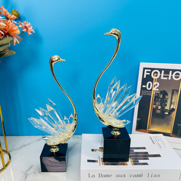 Modern Crystal Swan Gold Home Decor & Wedding Ornaments
