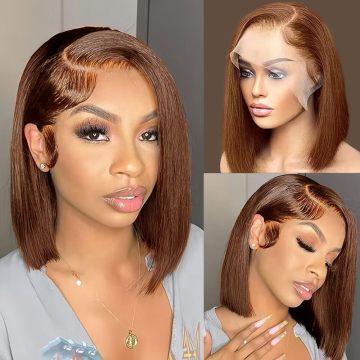 Brown Bob 13x4 pice iwaju wig