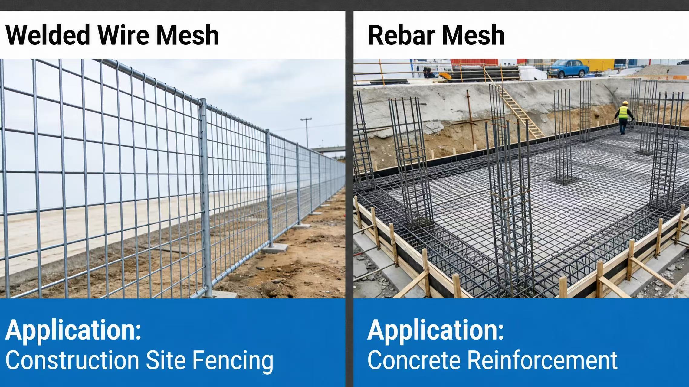 ANJIA Group – BRC welded wire mesh panel used in concrete reinforcement at construction site