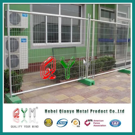 Mobile Temporary Fence with Couplings and Concrete Blocks