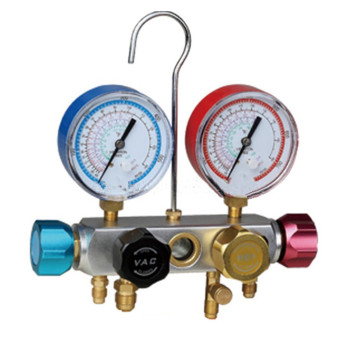 China Blue 4-Way Manifold Gauge ชุดสำหรับซัพพลายเออร์เครื่องปรับอากาศ