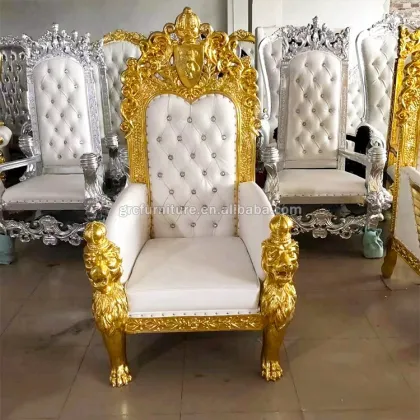 Elegant White Throne Chairs and King Golden Throne Chair for Large Weddings