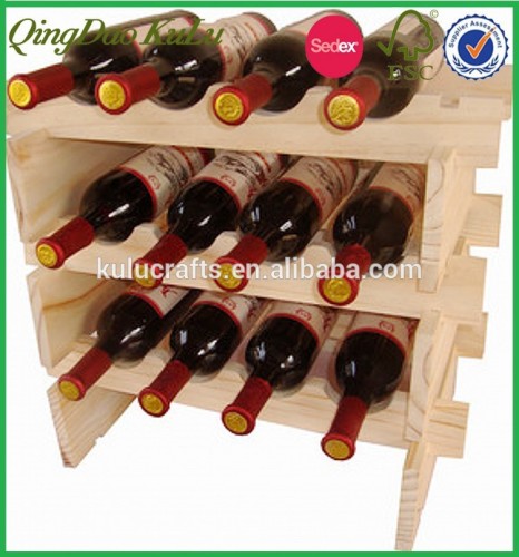 12bottles natural pine wood wine rack
