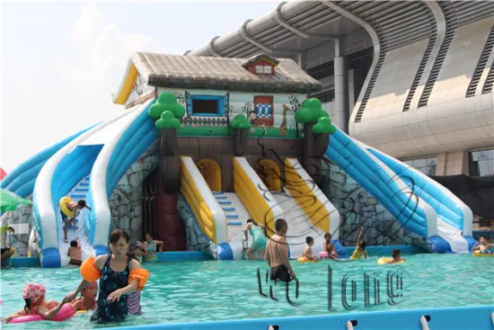 Portable jungle inflatable water slide