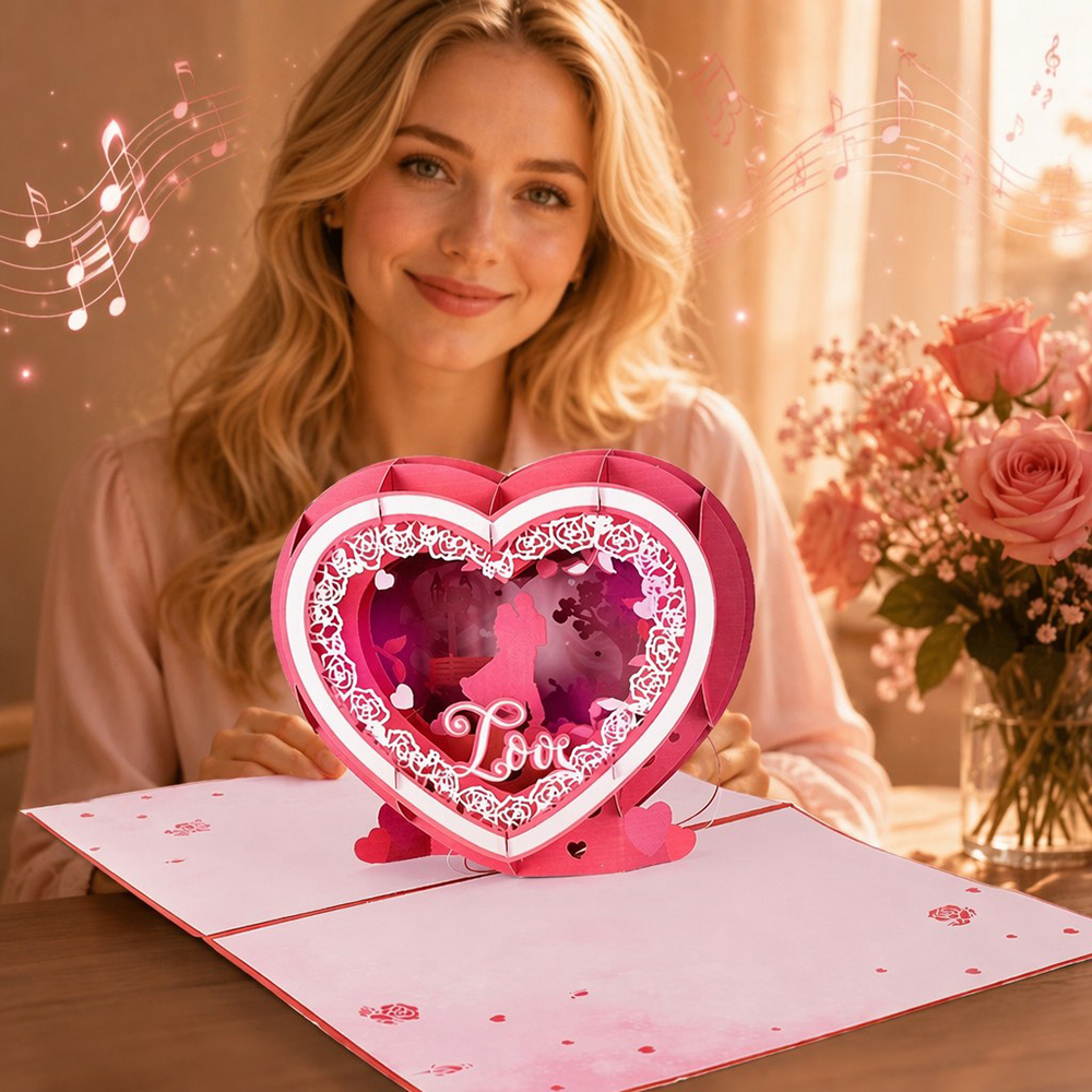 light up Valentine pop up card