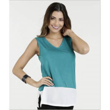 Tops sueltos blusa sin mangas con cuello en V de nuevo diseño