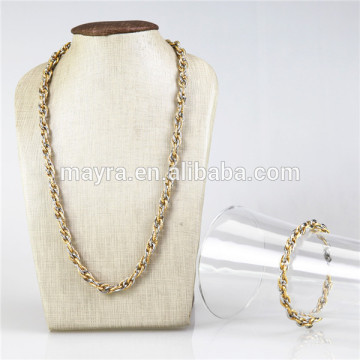 Stainless steel gold plated necklace set