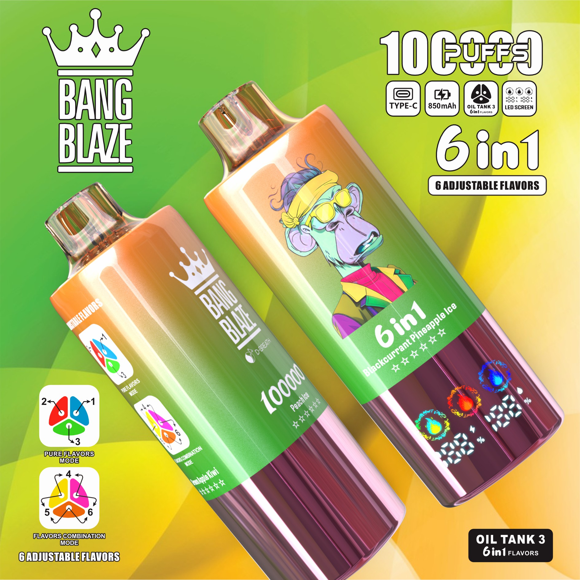 Bang Blaze 100K พัฟแบบใช้แล้วทิ้งบุหรี่อิเล็กทรอนิกส์