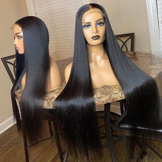 Raw Silky Straight 4*4 13*4 150% 180% 200% Density Brazilian Virgin Hair 10-30 Inches Wigs