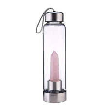 Water Bottle with Gemstone Center: Dumortierite and Rock Crystal