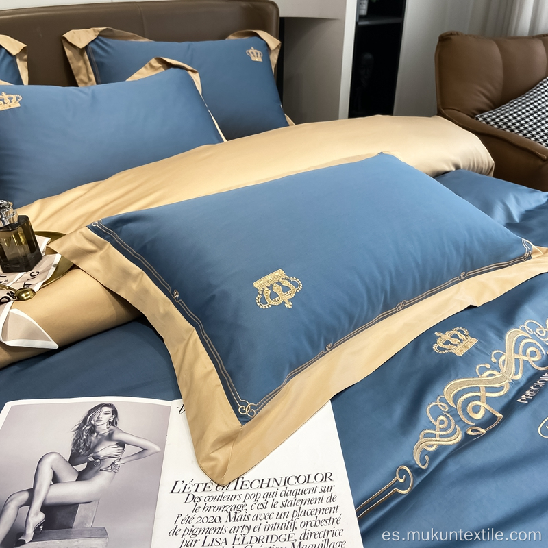 Set de cama de sábanas de lujo de algodón de algodón 100% egipcio