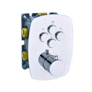 Concealed Chrome Shower Mixer with Thermostatic 4 Ways Valve